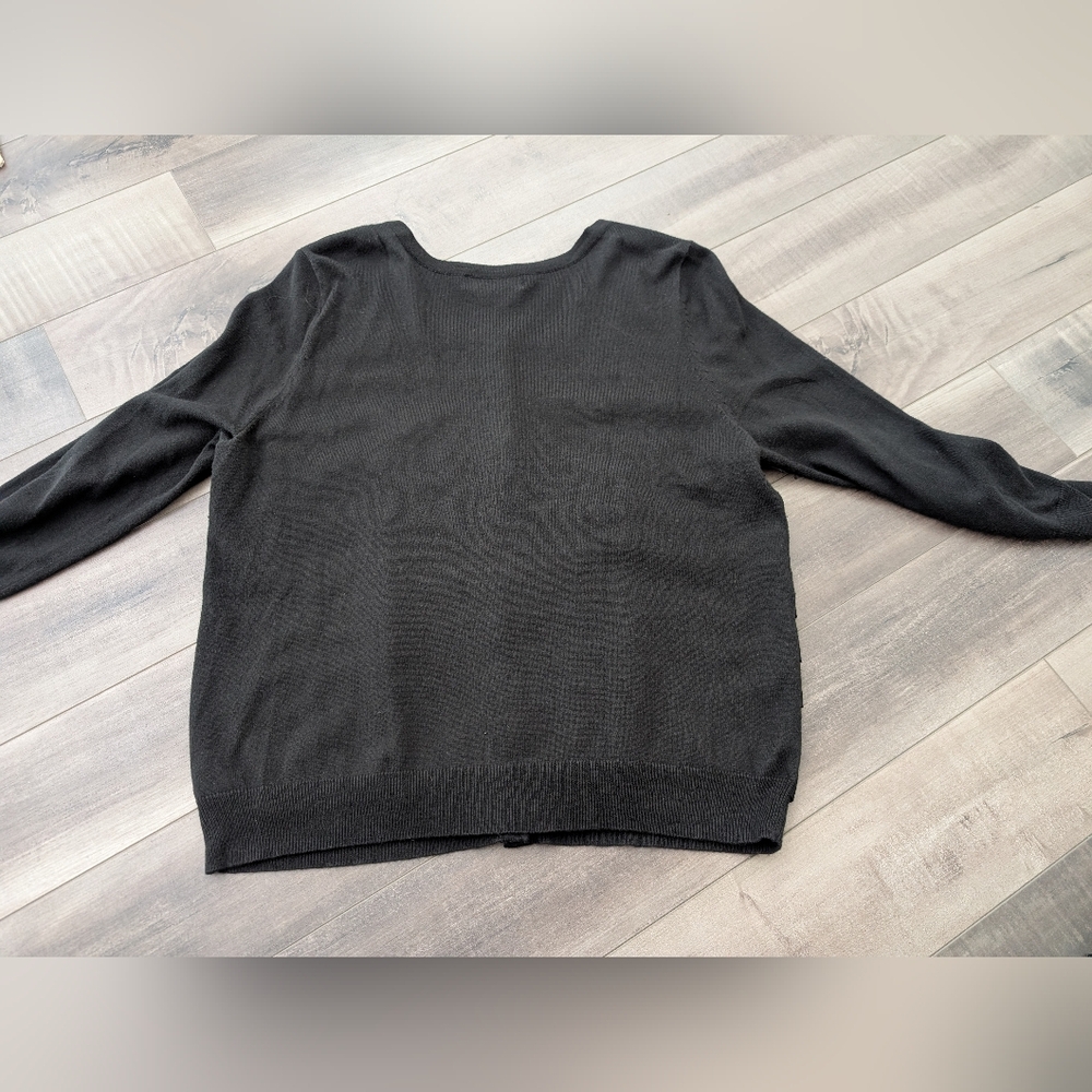 MICHAEL MICHAEL KORS Cardigan Black Tiered with Purple and Gold Buttons Size XL - Picture 10 of 14
